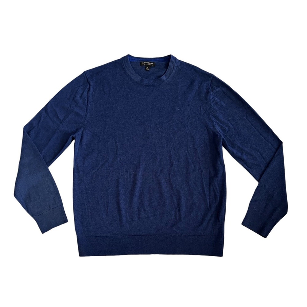 Banana Republic Men's Sweater 100% Merino Wool Size XL Crewneck Navy Blue